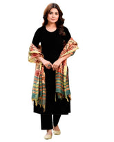 ANNI Designer Women's Rayon Viscose Straight Solid Kurta with Pant & Dupatta (Black & Green)