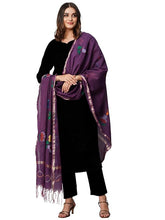 ANNI Designer Women's Rayon Viscose Straight Solid Kurta with Pant & Dupatta (Black & Violet)