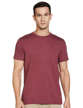 Max Men's Cotton Regular Fit Half Sleeves Crew Neck Solid Lounge T-Shirt (Burgundy)