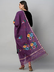 ANNI Designer Women's Rayon Viscose Straight Solid Kurta with Pant & Dupatta (Black & Violet)