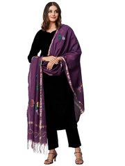 ANNI Designer Women's Rayon Viscose Straight Solid Kurta with Pant & Dupatta (Black & Violet)