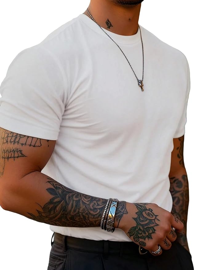 London Hills Solid Men's Round Neck Cotton Blend Half Sleeve Regular Fit T-Shirts (White)