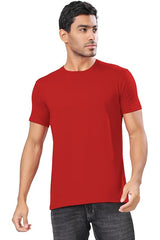 London Hills Solid Men's Round Neck Cotton Blend Half Sleeve Regular Fit T-Shirts (Red)