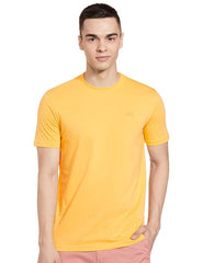 Max Men's Cotton Regular Fit Half Sleeves Crew Neck Solid Lounge T-Shirt (Yellow)