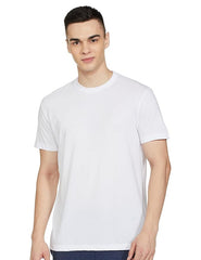 Max Men's Cotton Regular Fit Half Sleeves Crew Neck Solid Lounge T-Shirt (White)